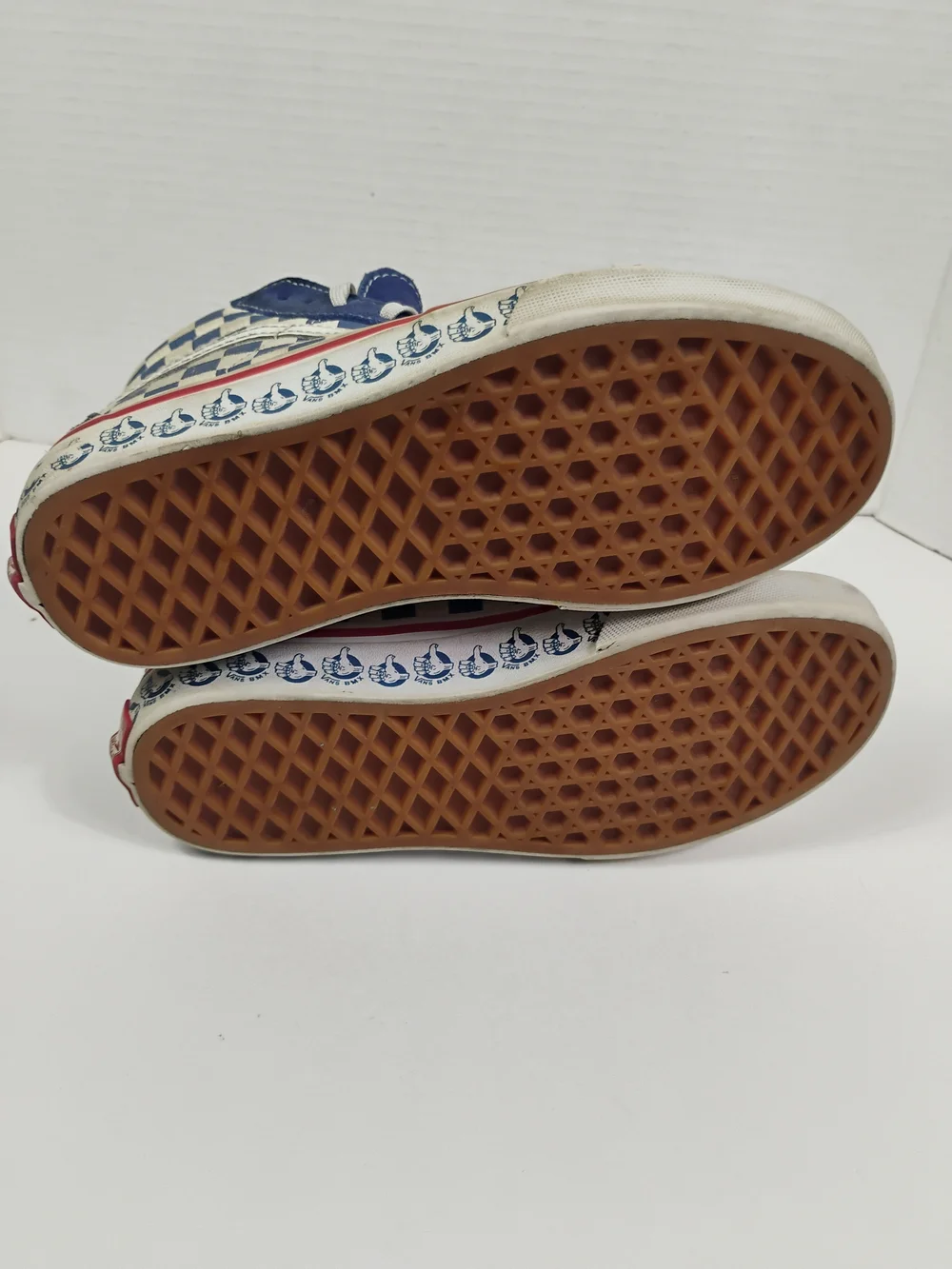 Vans Kids Blue and White Checkerboard Sk8-Hi High-Top Sneakers